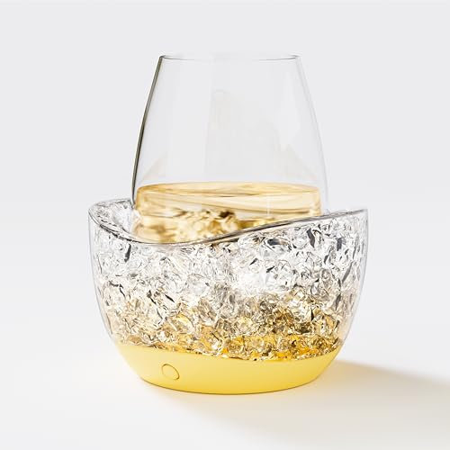 Refroidisseur de vin pour verres à pied sans tige, garde vos verres de vin au frais, 10 modes de lumière colorée, accessoires essentiels pour le vin séparables(orange)