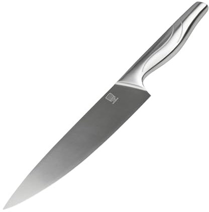 FACKELMANN Chefkoch Chefmesser groß – Ca.210/350mm, Handgeschärft, Taper-Klingenschliff – Fugenlos, Anti-Rutsch-Griff, 5 Jahre Garantie – Silber
