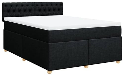 vidaXL Boxspringbett mit Matratze Schwarz 140x200 cm Stoff