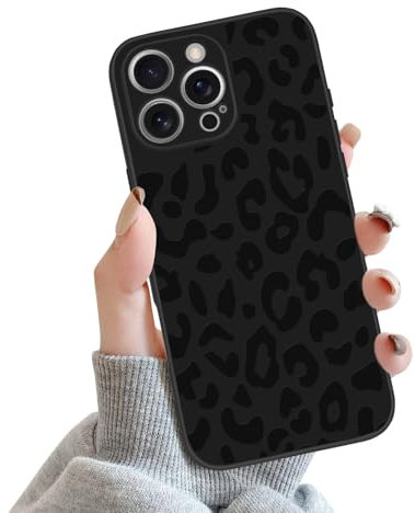 Newseego Phone Case for iPhone 16 Pro Max, Aesthetic Cute Leopard Print Pattern Design for Girls Women Soft Flexible Silicone Shockproof Camera Protection Bumper Cover for iPhone 16 Pro Max-Black