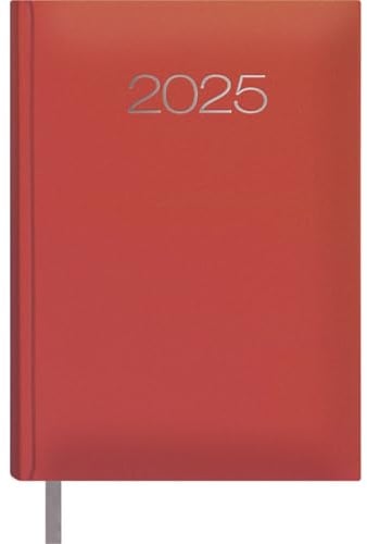Dohe - Kalender 2025 Portugiesisch - Tag pro Seite, Größe A5 (14x20 cm), 12 Monate Januar bis Dezember, Hardcover, Jahresplaner, Bürobedarf - ESTORIL Rot