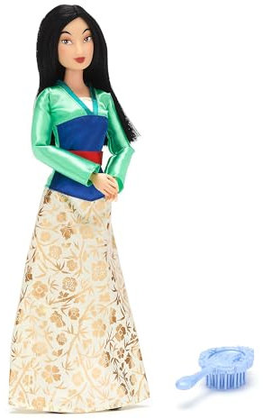 Disney Store Official - Mulan - Klassische Puppe - 29 cm/11 - Voll bewegliche Disney Puppe im eleganten Outfit - Mit Spielzeughaarbürste - Ab 3 Jahren geeignet