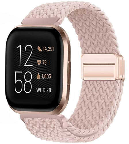 Issinlky Geflochtenes Nylonband für Fitbit Versa 2/Fitbit Versa/Fitbit Versa Lite Smartwatch, elastisches Armband für Damen Herren