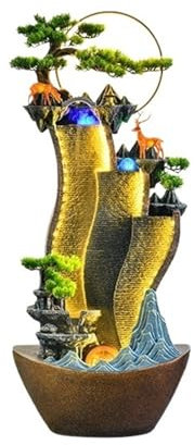 huanglyc-232 Standing Floor Fountain for Living Room, Creative Rockery Water Curtain Wall, Floor Circulating Water Ornaments, Living Room Courtyard Fountain Landscape, Garden Fountain(L)