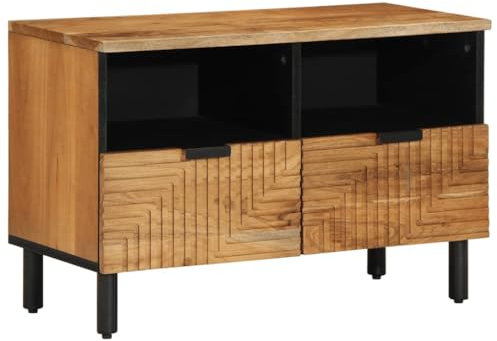 vidaXL tv cabinet solid acacia wood tv stand/sideboard 70x33x46 cm - ample storage - modern decor - brown finish - living/bedroom furniture