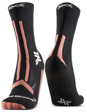 X-Socks Damen Trailrun Discover Crew – Hochleistungs-Trailrunning-Socken, atmungsaktiv & komfortabel – Perfekte Thermoregulation & Belüftung – Optimaler Schutz beim Trailrunning - Schwarz/Rose, 39-40
