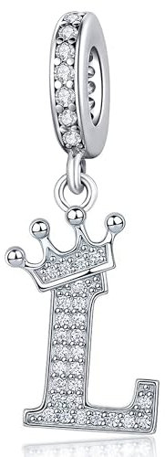 Silver Letter Charm Fit for Pandora Charms Bracelet Alphabet Initial Dangle Crown Charms Jewelry Gifts for Women L
