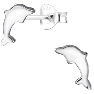Monkimau Mädchen Ohrringe Delfin | Ohrstecker aus 925 Sterling Silber | Kinderohrringe hypoallergen