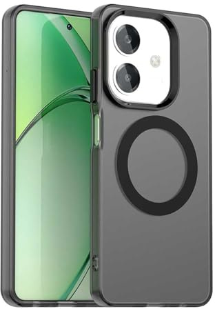 YUEQIAN Cover Magnetica per OPPO A40 4G / OPPO A40m, Compatibile con Ricarica Wireless, Custodia Ultra Sottile Traslucida Opaca, Morbido Silicone Antiurto Case. Nero