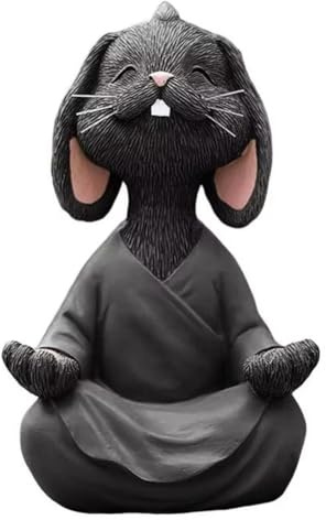 Flaroey Animal Statues Animal Sculptures Yoga Living Room Garden Decoration Bonsai Desktop Ornaments Black