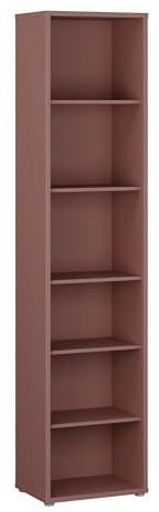 Forte Alice Springs Bücherregal 50, modern-minimalistisch, 5 Einlegeböden, Wohnzimmer/Büro, Holzwerkstoff, Terrakotta, 49,8 cm breit x 214,3 cm hoch x 34,9 cm tief