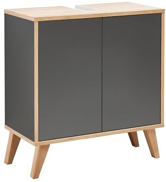 BadeDu Minho Waschbeckenunterschrank – 60 cm breit in Anthrazit, Modernes Badezimmermöbel-Set im skandinavischen Stil – Made in Germany