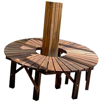 Generisch Halbrunde Baumbank, Fächerförmiger, Gebogener Gartensitz Aus Holz for Den Rasen Im Hof, Auf Der Terrasse (nur Bänke Enthalten)