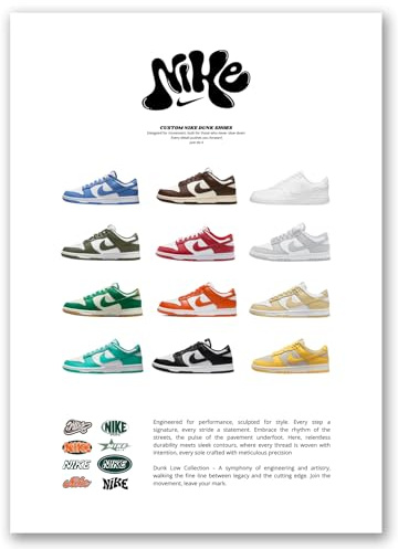 SALVADERO Sneaker & Streetwear Poster – Dunk Low, Wanddeko Jugendzimmer Büro ohne Rahmen (Nike Dunk Low, 42L x 30B cm)