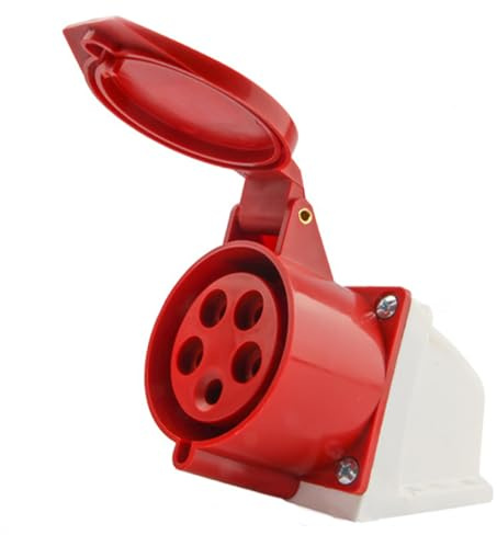 MejaRizon CEE Steckdose 16A, 400V/16A 5-polig, IP44 Wasserdicht, Entspricht der Norm IEC 60309-2, CEE Steckdose mit Deckel, CEE 16A Wandsteckdosec Geeignet für Baustellen, Großanlagen und Fabriken