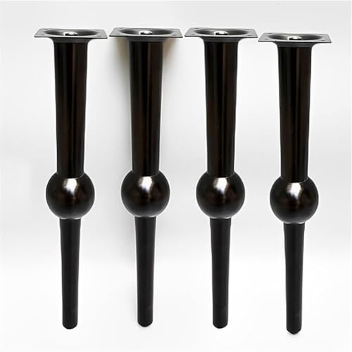 GIUPLOKID Pieds de Meubles en Bois, Pieds de Meubles Remplacement en Bois Massif, Noir et Blanc, 20-75 cm, Paquet 4(Black Spiral Rod)