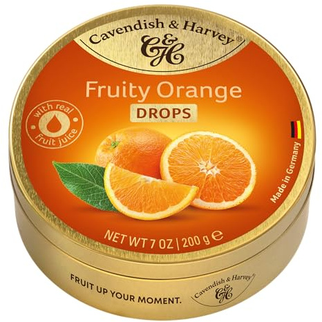 Cavendish & Harvey Fruity Orange Drops 200 g | Mit echtem Fruchtsaft | Vegan, halal, koscher | 1 x 200g
