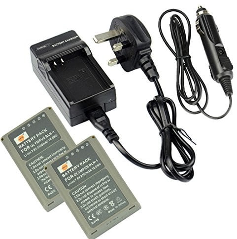 DSTE® 2x BLN-1 Rechargeable Li-ion Battery + DC133U Travel and Car Charger Adapter for OLYMPUS E-M1 E-M5 OM-D PEN E-P5 Mark II Camera as BLN1 BCN-1