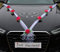 Organza M + Herzen Braut Paar Rose Deko Dekoration Autoschmuck Hochzeit Car Auto Wedding Deko Ratan Girlande ®Auto-schmuck PKW (Burgund/Weiß/Weiß)