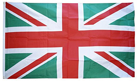 Flaggenfritze Fahne/Flagge Großbritannien Union Jack grün-rot + gratis Sticker