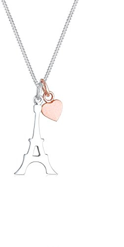 Elli Halskette Damen Eiffelturm Herz in 925 Sterling Silber Rosé vergoldet