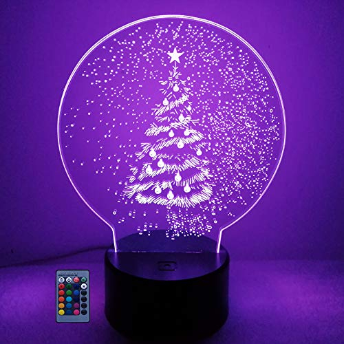 HPBN8 Ltd 3D Weihnachtsbaum Nachtlicht Illusions LED Lampen Fernbedienung USB Power 7/16 Farben 3D LED Lampe Formen Kinder Schlafzimmer Geburtstag Weihnachten