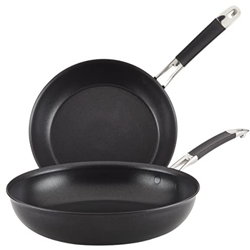 Anolon Smart Stack harteloxiertes Antihaft-Bratpfannen-Set, 25,4 cm und 30,5 cm, Schwarz