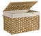 SONGMICS Panier de Rangement, Corbeille Linge Sale 65L avec Couvercle, Pliable, Sac en Tissu Amovibles et Poignées, pour Couvertures, Vêtements, Salon, Chambre, Buanderie, Couleur Boisée RST56NL