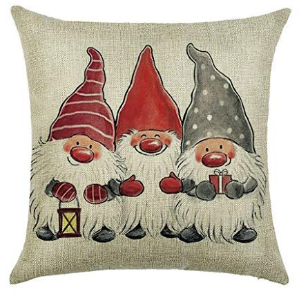 Ansenesna Weihnachten Kissenbezüge 45x45 Baumwolle Leinen Kissenbezug Deko Weihnachtsmann Schneemann Wichtel Kissenhülle Landhausstil Kopfkissenbezug