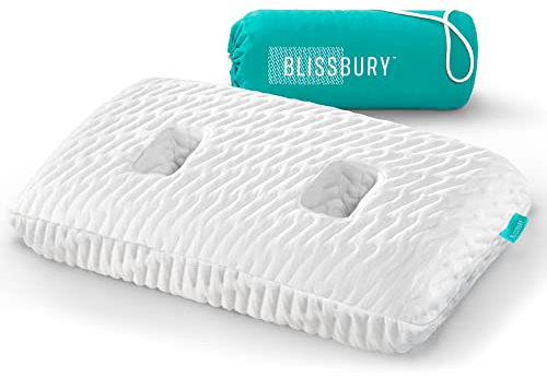 BLISSBURY Ohrkissen mit Ohrloch zum Schlafen mit schmerzenden Ohrenschmerzen | Verstellbares Memory Foam Kissen mit Löchern für Chondrodermatitis CNH Schmerzen | Ohrlochschutz | Unterstützung