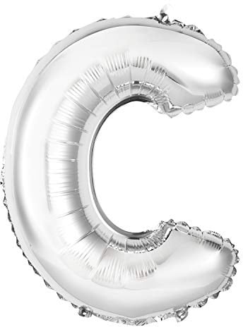 Folien-Buchstabenluftballon - 35 cm - Buchstabe C-Luftballon - Silber