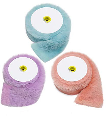Furryvalley Kunstfell Bordüre 3pcs Kunstpelz des Fuchs Marderhunds Handarbeit Material fusseliger Schmuck für Hausschuhe Pantoffel Kragen Kuscheltier Dekoration 2 Yards