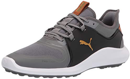 PUMA Herren Ignite Fasten8 Golfschuh, Quiet Shade/Gold Black, 43 EU