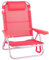LOLAhome Silla Playa Plegable | Ligera Portátil | Baja y Reclinable de 4 Posiciones con cojín | para Camping, Piscina, Terraza o Jardín Coral