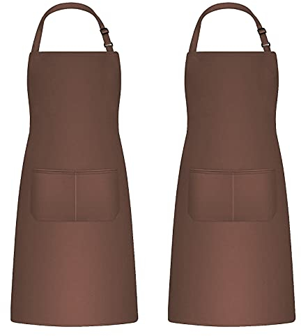 2 Pezzi Grembiule Cucina per Uomo Donna, Grembiuli da Barbecue Impermeabile con 2 Tasche, Grembiule Pittura Regolabile Adulti per la Cottura, Giardinaggio