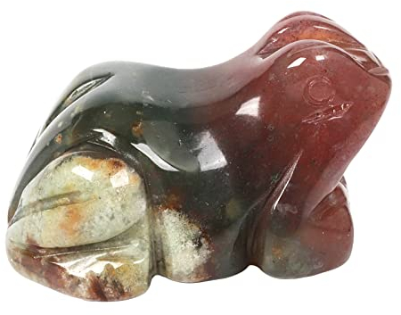 Lovionus89 Indien Achat Frosch Kristall Figur, Klein Hand Geschnitzt Tasche Kristall Statue Tier Skulptur 1,5 Zoll