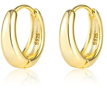 ALEXCRAFT Creolen Gold Klein Goldene Ohrringe Damen Hypoallergen Huggie Vergoldete Ohrringe Geschenk für Frauen Freundin Mama Mädchen