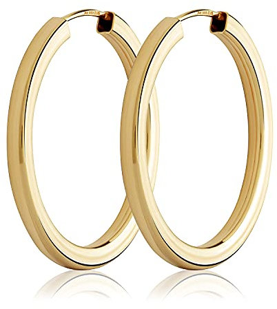 NKlaus Paar 30mm Creolen 333 Gelbgold 8 Karat gold Ohrringe viereckige Goldohrringe 3093