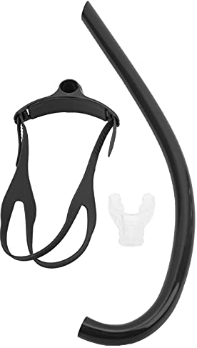 BIKING Schwimmschnorchel mit Mundstück,Schwimmen Frontmontierter Schnorchel mit Silikonmundstück Schwimmtraining Atemschutz(Schwarz)