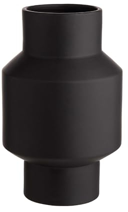 BUTLERS Keramik Vase in Schwarz matt -Runa- Moderne Dekoration für Wohnzimmer und Tischdeko | Blumenvase für Tulpen, Rosen, Pampasgras oder Trockenblumen