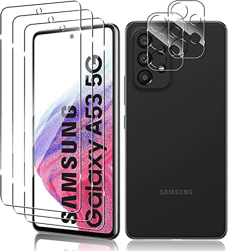 Vanrain 3+2 Stück Schutzfolie für Panzerglas für Samsung Galaxy A53 5G, 3 Stück Panzer Schutz Glas + 2 Stück Kameraschutz, HD-Klar 9H Schutzglas Kratzfest Folie Bläschenfrei Displayschutzfolie
