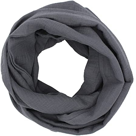 Turnanzug-GymStern Musselin Loop Schal 100% feine Baumwolle Damenhalstuch Halstuch Damen Frauen (dunkelgrau)