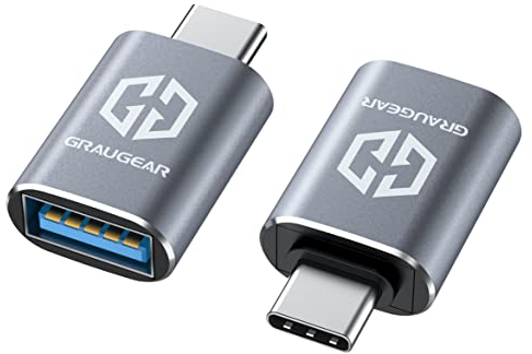 GRAUGEAR USB-A zu USB-C Adapter 10Gbit/s USB 3.2 Gen2, 2 Stücke Adapter aus Aluminium, 10Gbps
