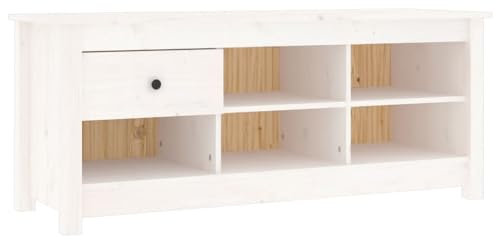 vidaXL Schuhschrank Schuhablage Schuhregal Schuhständer Schuhaufbewahrung Schuhorganizer Schuhkommode Weiß 110x38x45,5cm Massivholz Kiefer
