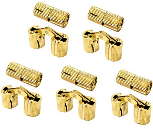 10 cerniere a cilindro in ottone nascoste invisibili, per armadietti, mobili, angolo di apertura di 180 gradi, con 20 viti (14 mm)