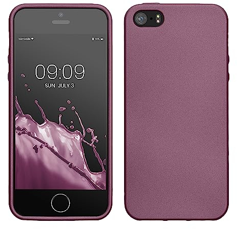 kwmobile Custodia Compatibile con Apple iPhone SE (1.Gen 2016) / iPhone 5 / iPhone 5S Cover - Back Case Morbida - Protezione in Silicone TPU Effetto Metallizzato lavanda metallizzato