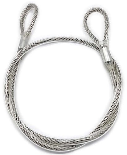 HOUSON Corda metallica rivestita con occhielli, cavo di sicurezza in acciaio per mobili da giardino, bicicletta (4 mm x 4 m)