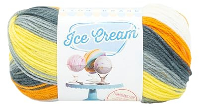 Lion Brand Yarn Ice Cream, DK Weight Acrylic Blend Yarn for Knitting, Crochet, and Crafts, Tiger Tail, 1 Pack