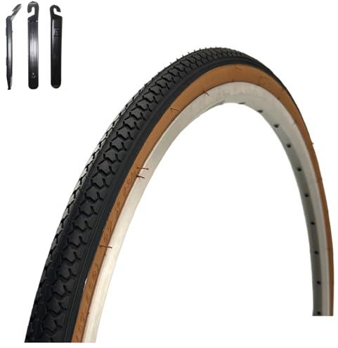 1 x Roverstone 27 Fahrradreifen Schwarz/Braun 37-630 (27x1 3/8) inkl. maxxi4you Reifenheber