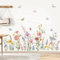 decalmile Wandtattoo Blumen Bunt Wandaufkleber Garten Blumen Schmetterlinge Wandsticker Kinderzimmer Mädchen Wohnzimmer Sofa Hintergrund Wanddeko